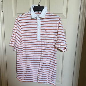 Criquet White and Orange Striped Polo Shirt